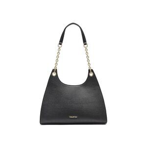 H HALSTON Womens Janis Signature Logo Top Zip Hobo NWT